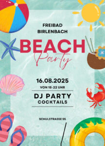 Mehr über den Artikel erfahren Beach-Party 16.8.2025